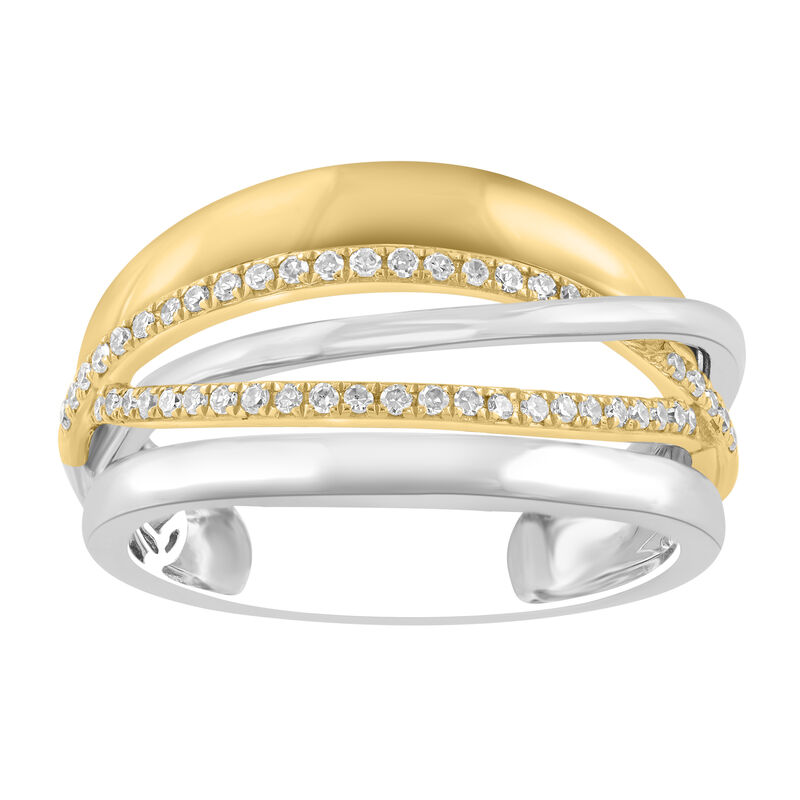EFFY Diamond Two Tone Fashion Ring in 14k Yellow Gold image number null